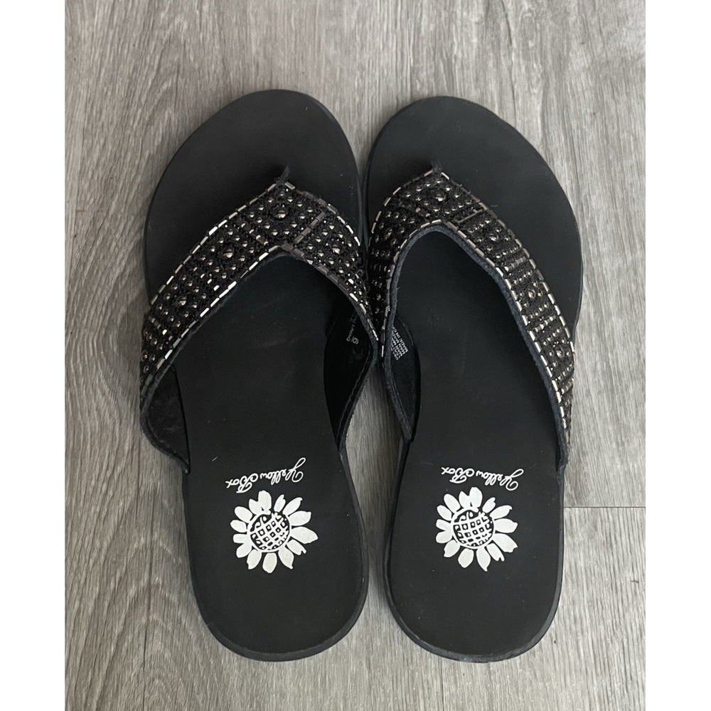 Yellow Box Women's Flip Flops Sandy Black Size 6